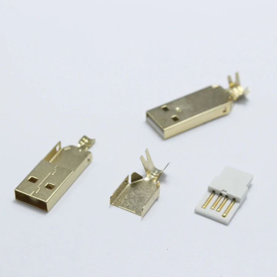 2 комплекта USB 2,0 тип A сварочный штекер Позолоченные разъемы usb Хвостовая розетка 3 в 1 DIY адаптер