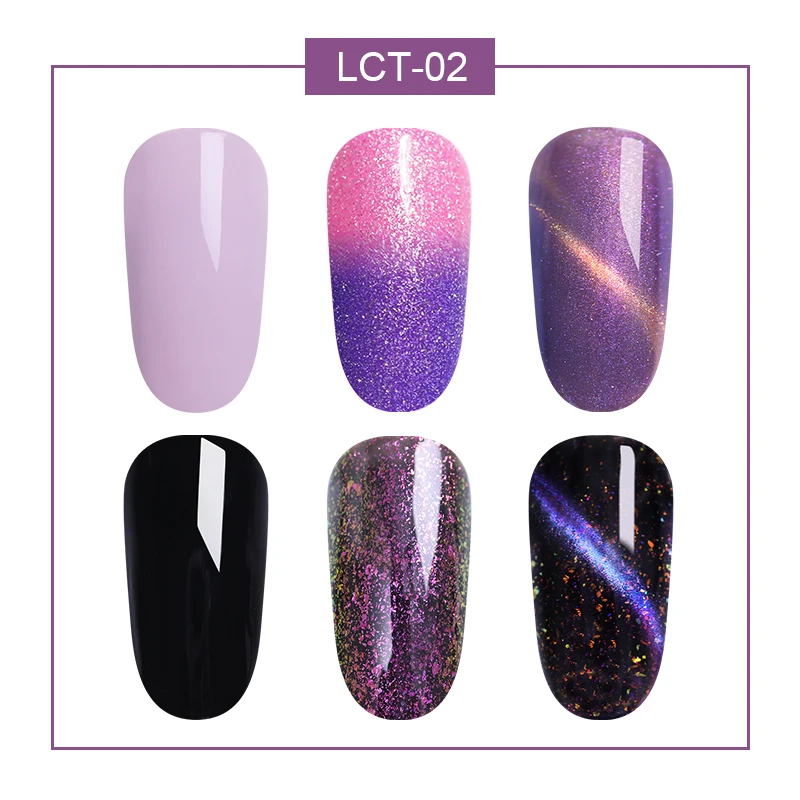 LCT-02 LILYCUTE 6 шт./лот Блеск УФ-гель для ногтей набор супер блестящие кошачьи глаза Хамелеон светодиодный лак для ногтей наборы лаков Полупостоянный гель - Цвет: LCT-02