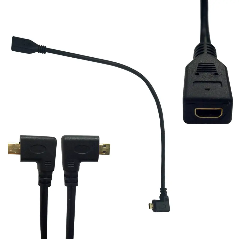 Danspeed HDMI 90 градусов левый/правый угол микро штекер Микро Женский позолоченый