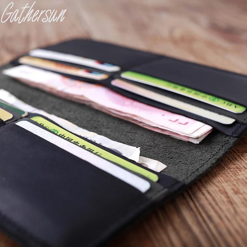 Gathersun Brand Handmade 100% High quality Top Layer Cowhide Leather Wallet Genuine Unisex Vintage Style Long Purse | Багаж и сумки