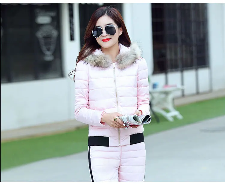 Pink Женские спортивные костюмы из 2 предметов, кашемировый штаны, костюмы, комплект из 2 предметов, спортивная одежда, комбинированная теплая зимняя осенняя одежда черного цвета - Color: Pink