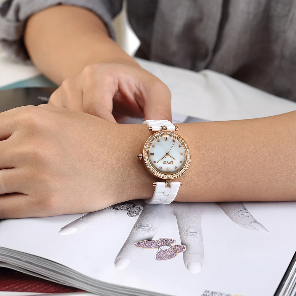 Lvyin Luxury Brand Ceramic Watch Women Fashion Simple Waterproof Quartz Lady Elegant Business Clock Dress 6834 | Наручные часы