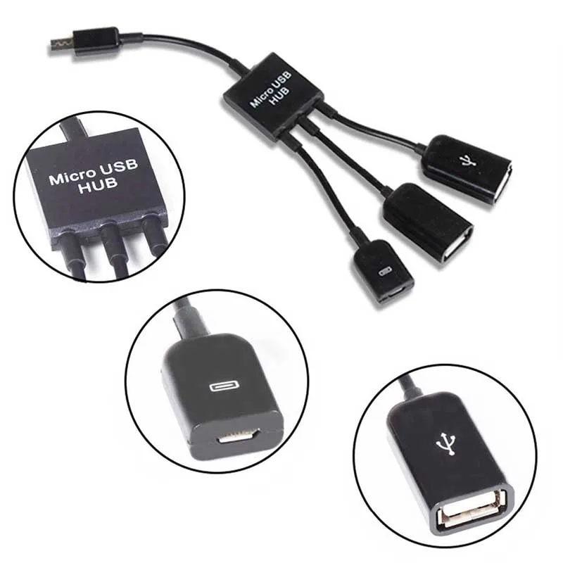 3 в 1 Micro usb-хаб для мужчин и женщин двойной USB 2 0 адаптер хоста OTG кабель HSJ-19 |