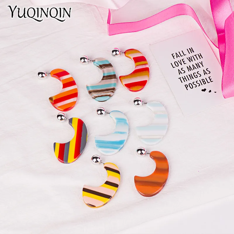 

Vintage Acrylic Drop Earrings for Women 2018 Statement Geometric Metal Resin Dangling Earring Fashion Jewelry Dangle Big Brincos