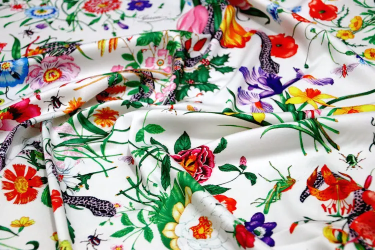 

145cm printed fabrics Fashion Week catwalk fashion satin fabric handmade diy dress fabric material wholesale cloth