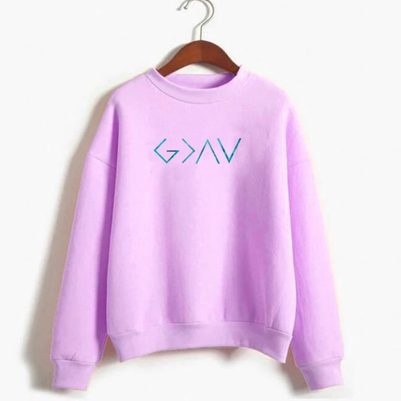 Бог больше, чем высокие и низкие толстовки для женщин Повседневное Crewneck Толстовка Pullvoers свободные пот Femme костюмы