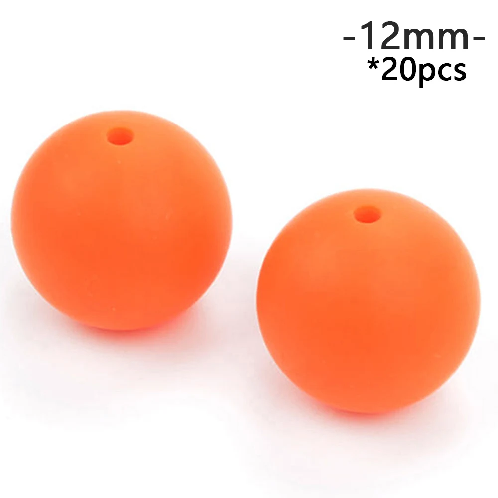 orange LOFCA, 12 мм, круглая форма, 20 шт./лот, силиконовые бусины для прорезывания зубов, для DIY, для кормления, ожерелья, пищевого качества, жевательные бусины - Цвет: orange