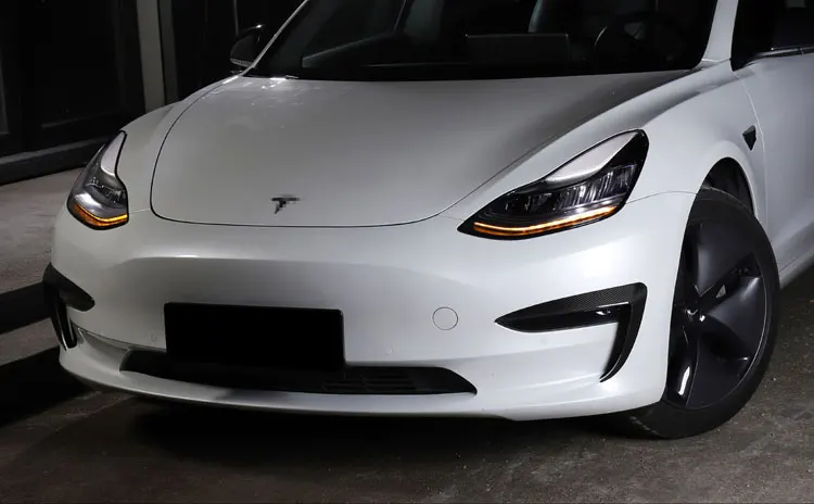 LUCKEASY автомобильный бампер из углеродного волокна модификация для Tesla модель 3- защита фар украшение