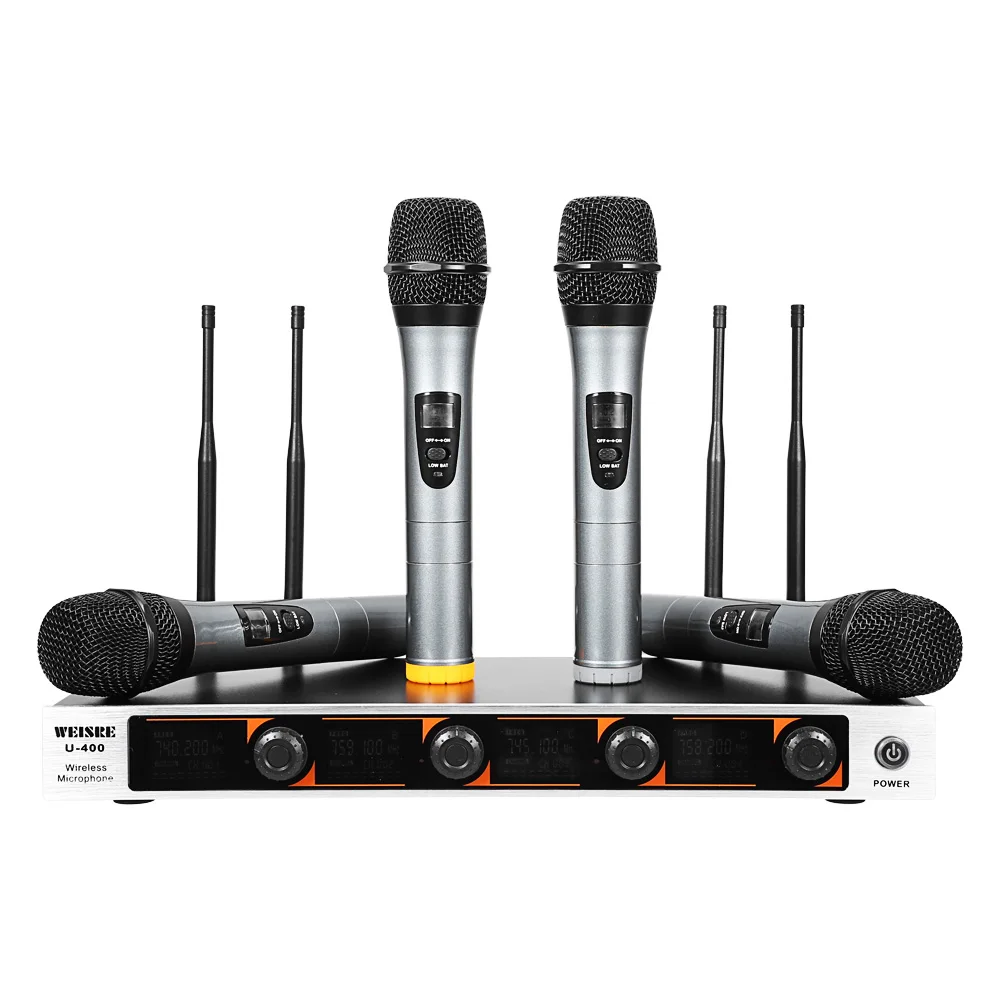 WEISRE U 400 профессиональный микрофон 220 270 мГц УКВ Беспроводной ручной 4 канальный