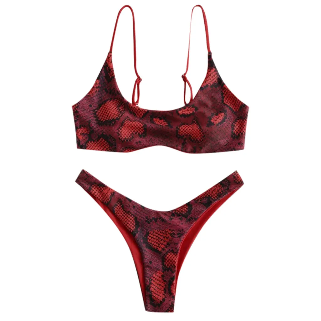 Женский купальник из кожи питона Jungle Леопардовый бразильский бикини купальный