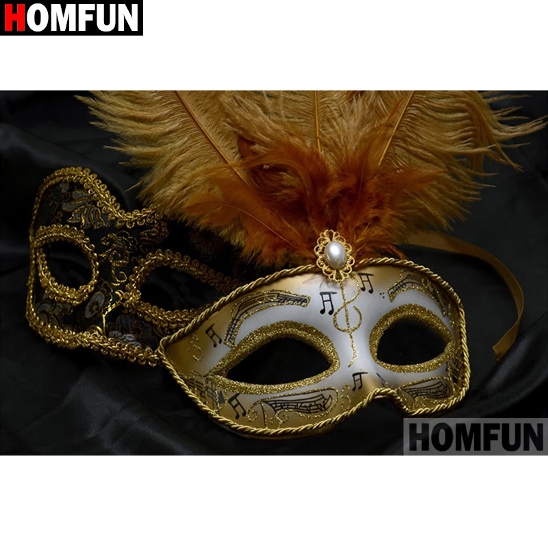 Алмазная 5D картина HOMFUN перьевая Маска вышивка крестиком из квадратных/круглых