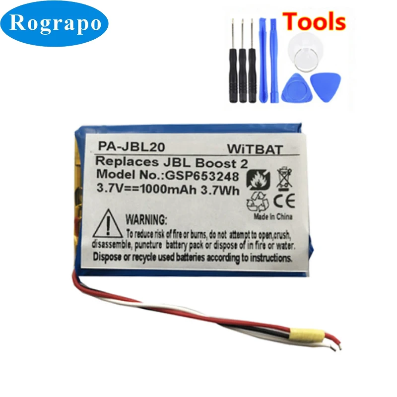 

New 3.7V 1000mAh GSP653248 Replacement Battery For JBL SoundBoost 2 Speaker Loudspeaker Batteries