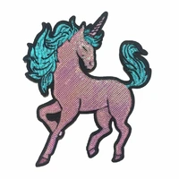 large pink unicorn sequined patches iron on beading paillettes patches decorative accessories big motif horse sequin patch sew