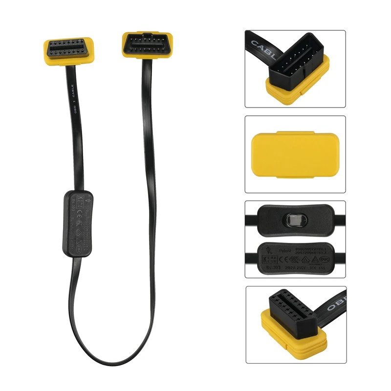 AUTOOL OBD OBD2 расширение Cable16 плоскими зубцами и тонкий как лапша Стиль 22 4 дюймов