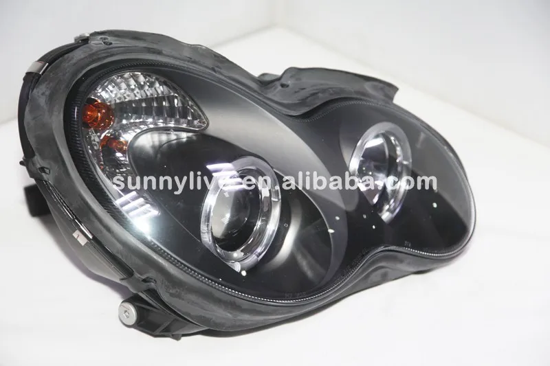Для benz 2000-2007 год W203 C63 C200 C230 C280 C300 LED Ангельские глазки светодиодные фары автомобиля Черный Корпус sn