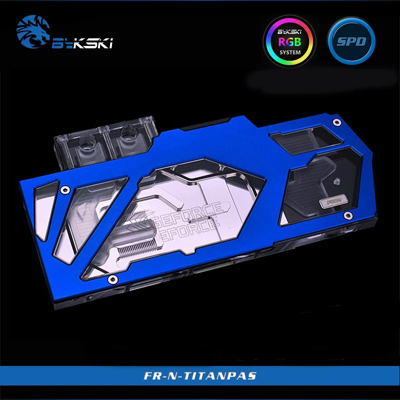 Blue Bykski FR-N-TITANPAS, полное покрытие видеокарты блок водяного охлаждения с объединительной платой для основателя GTX1080Ti/1080/1070/TITAN-Pascal - Цвет лезвия: Blue