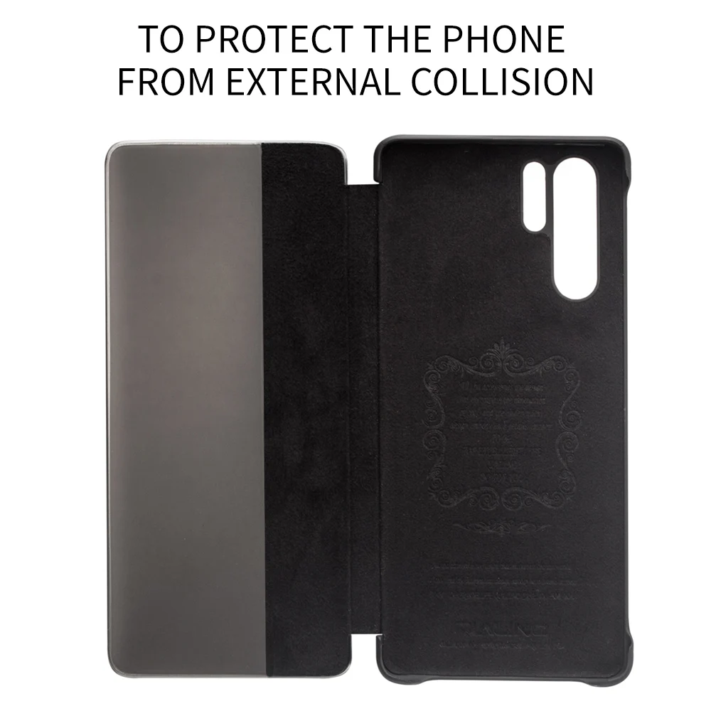 QIALINO Luxury Genuine Leather Phone Cover for Huawei P30 Pro with Smart View Flip Ultra Slim Case P40 Pro+Plus | Мобильные телефоны