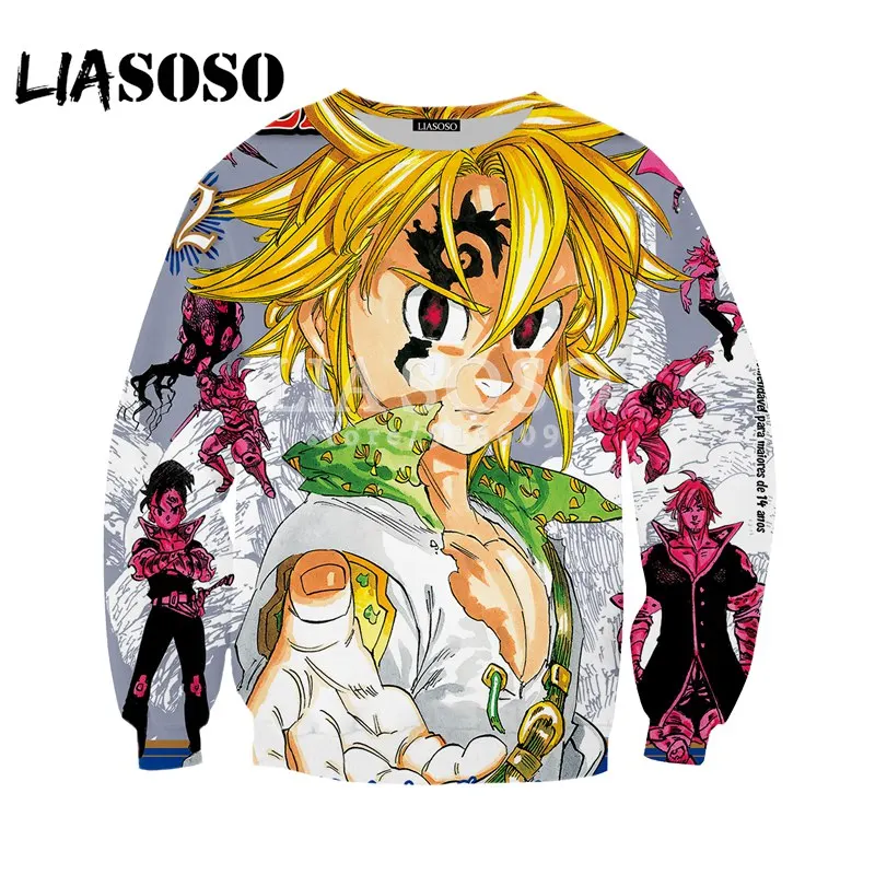 LIASOSO новая аниме Nanatsu No Taizai The Seven Deadly Sins 3D печать футболка/Толстовка хипстер