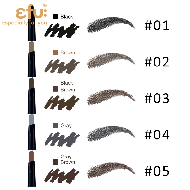 

5 Colors 24 Hours Long-lasting Eyebrow Pencil Soft And Smooth Fashion Eye 0.4g Lotus Series Makeup Brand EFU #7046-7050