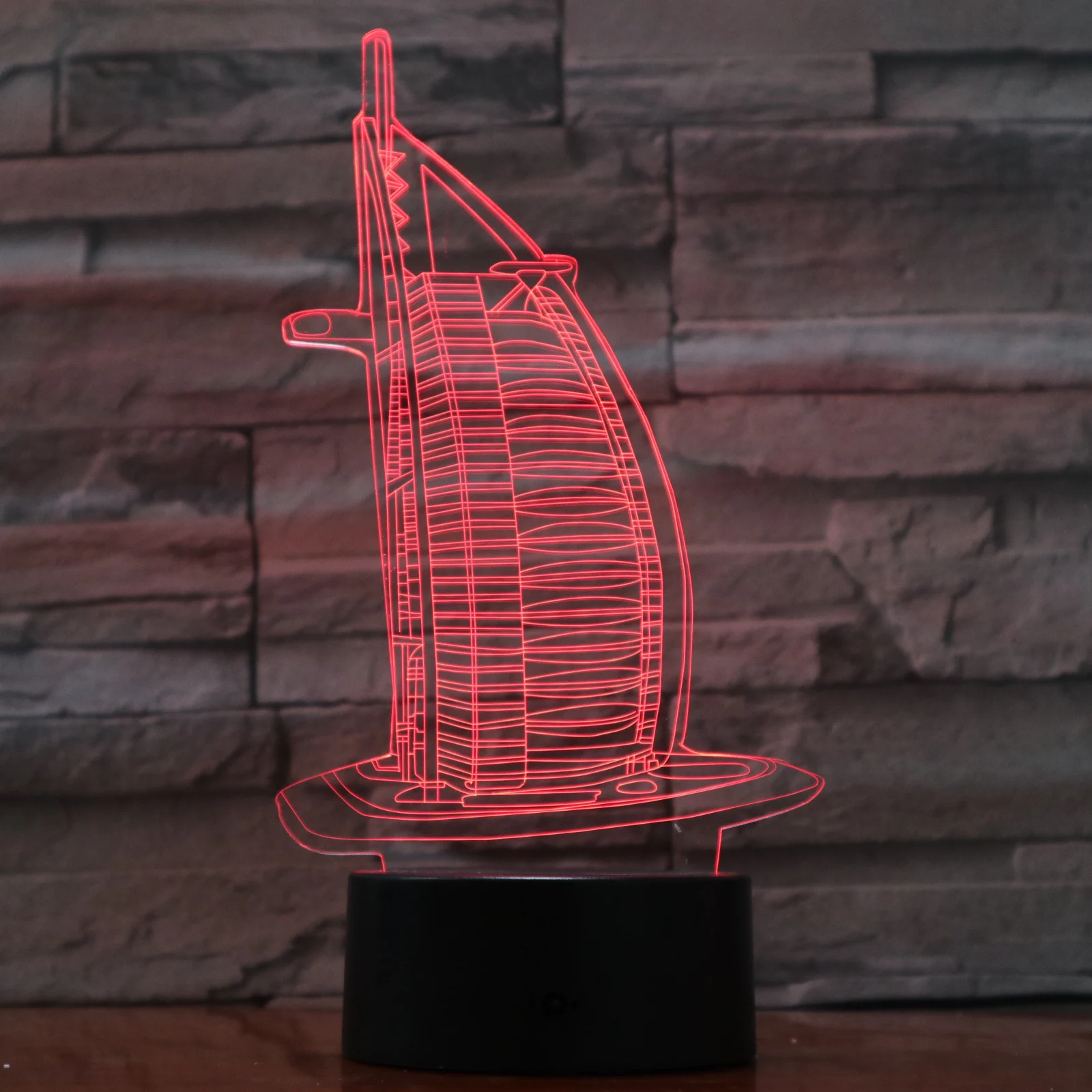 USB 3D светодиодный ночной Светильник Burj Al Arab многоцветный RGB подарок на день рождения знаменитые здания декоративный светильник s настольная лампа для спальни
