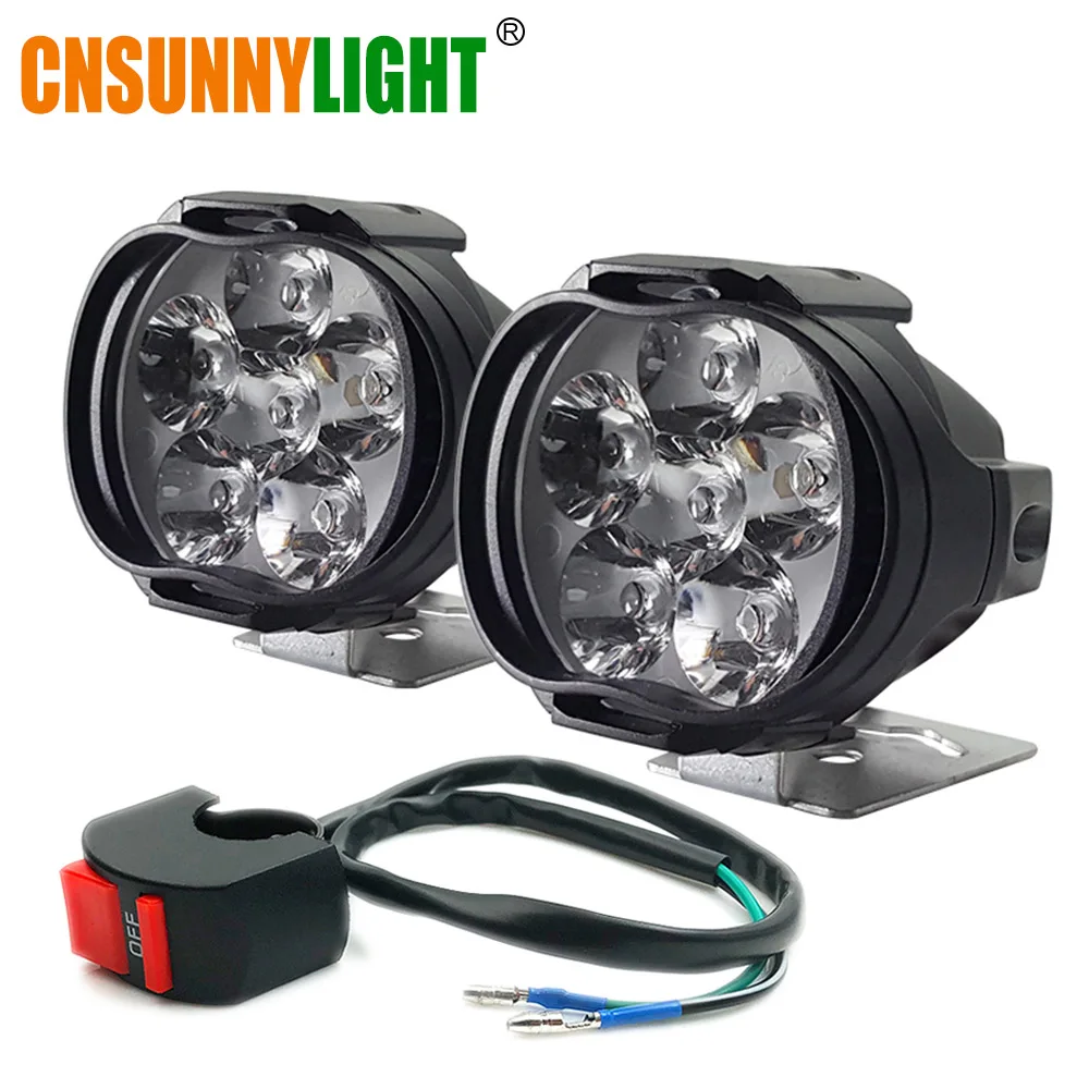 CNSUNNYLIGHT мотоцикл 8 Вт светодиодный фонарь для электровелосипедов точечные фары авто фары противотуманные DRL внешние дневные ходовые огни - Цвет: 2 Lamps 1 Switch