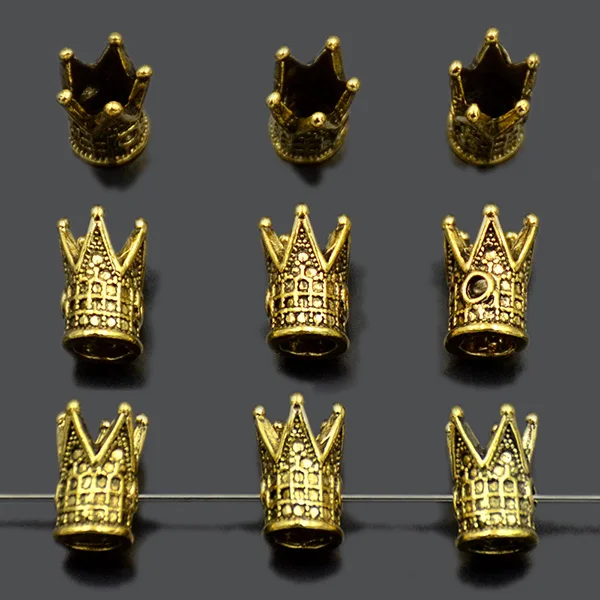 Gold 100 шт/партия твердые металлические короны King 8x12 мм для Шарм для соединения браслета бусины серебро, золото, розовое золото Gunmetal лот - Цвет: Gold