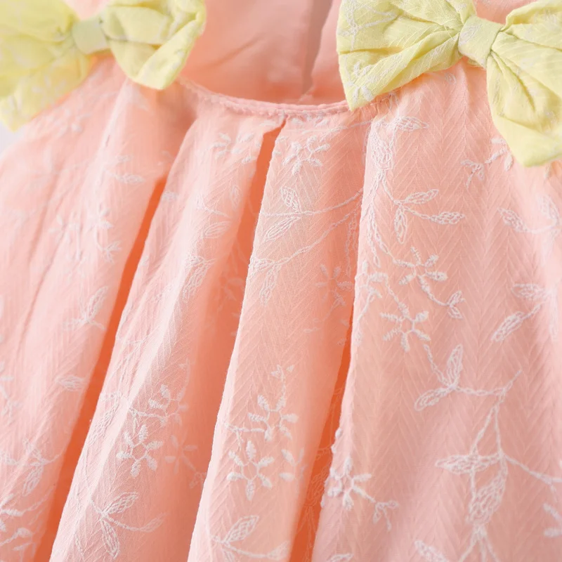 Baby girl dress младенческой одежда 0-2y новорожденных лето вышивка cranch cotton бантом