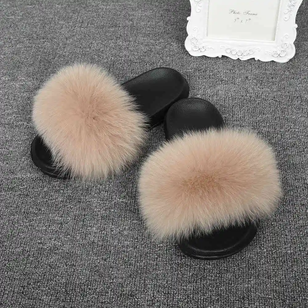 Camel Jancoco Max/модные шлепанцы с натуральным лисьим мехом; женские шлепанцы; летние пляжные сандалии; Вьетнамки с натуральным мехом; S6043 - Цвет: Camel