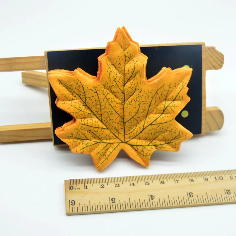 9cm-yellow 100 шт./лот, искусственные кленовые листья, имитация, декоративные, искусственный шелк, осенние листья для дома, Свадебная вечеринка, Декор, сцена, макет 7 см - Цвет: 9cm-yellow