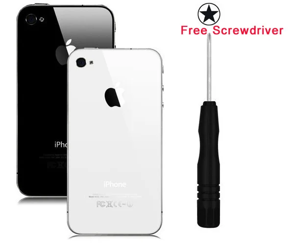 Free shipping OEM Back Glass For iPhone 4 4S 4g Housing Battery Cover Replacement Black / White with a screwdriver|glass candelabra.|battery