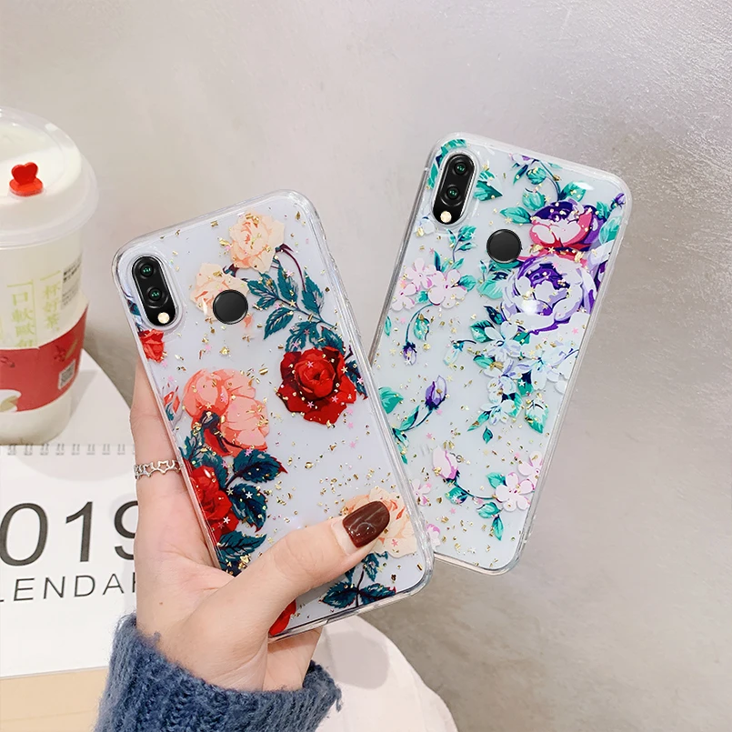 Luxury Floral Phone Case For Huawei P20 Lite Flower Pro Mate 20 pro Cover Coque Fund |