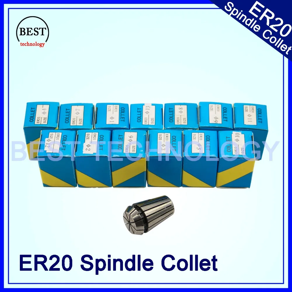

ER20 collet chuck set 14pcs from 1 mm to 13 mm for CNC milling lathe tool and spindle motor