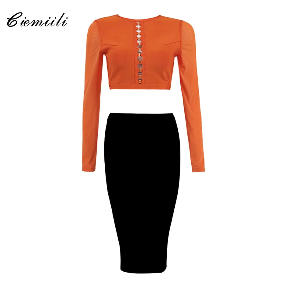 Женский сетчатый топ CIEMIILI облегающий с длинными рукавами и круглым вырезом