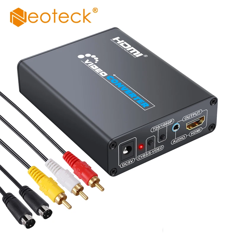 Neoteck 3RCA AV CVBS Композитный S-Video R/L аудио в HDMI адаптер Upscaler 720P 1080P для DVD VCR PS2 AV CVBS S-Video в HDMI
