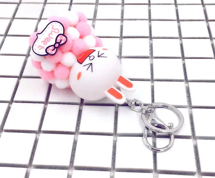 Милый брелок Hello Kitty с мультяшным бантом цепь ключом помпон для женщин креативный