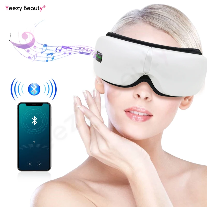 Умная Bluetooth музыкальная маска для массажа глаз, беспроводное воздушное давление, горячий компресс, вибрация, облегчение темных кругов, усталость глаз, Уход за глазами