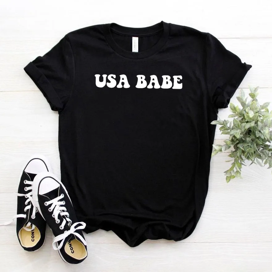 

USA BABE Print Women tshirt Cotton Casual Hipster Funny t-shirt Gift Lady Yong Girl Top Tee 90s Drop Ship ZY-328