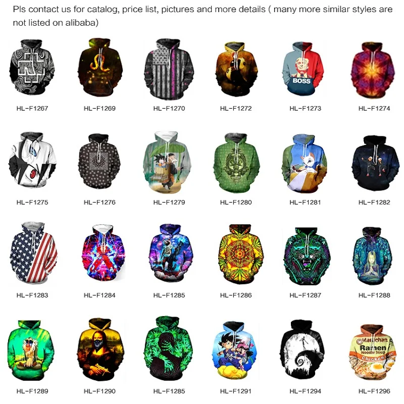 Оптовая Пользовательские Аниме Драконий жемчуг 3D цифровой печати толстовки с