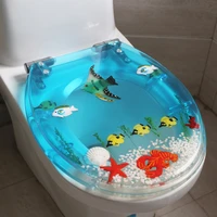 unique high quality resin beautiful sea world design toilet seat cover set universal toilet cover with lid many color for choice