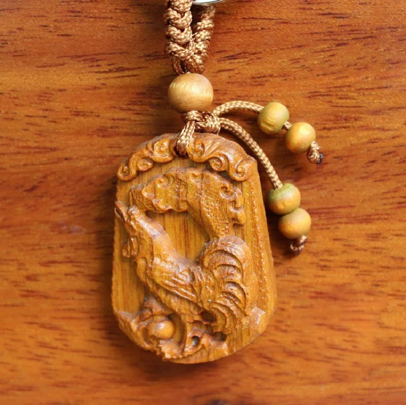 Новый дизайн палисандр петух резной брелок деревянные Ремесла для ключей