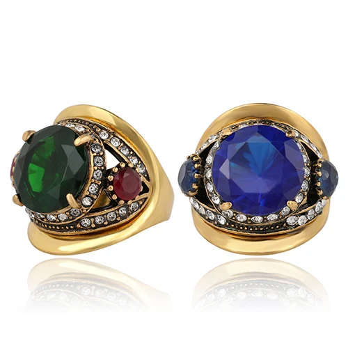 Для женщин Высококлассные Ретро Стиль круглый Стекло горный хрусталь кольцо