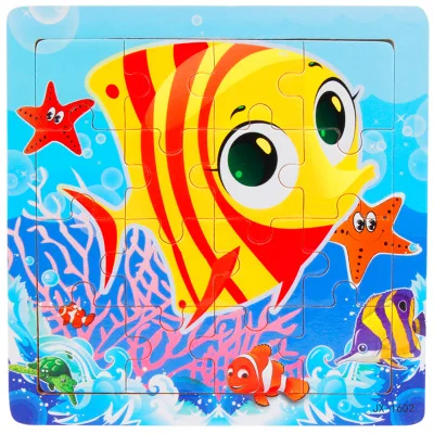 JX-1602 3D деревянные головоломки, игрушки для детей, Деревянные 3d Мультяшные головоломки с животными, интеллектуальные детские развивающие игрушки для детей - Цвет: JX-1602