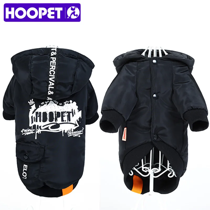 HOOPET Новые Pet Товары для собак одежда теплый хлопок досуг Стиль осень-зима черный балахон белые отпечатки две ноги