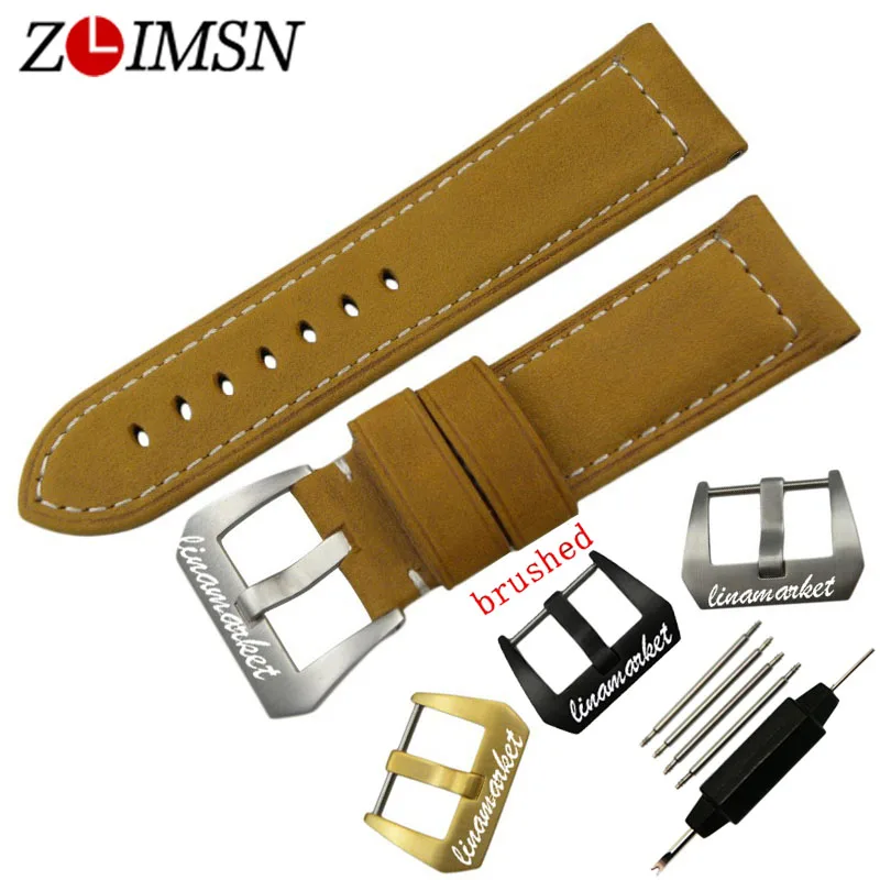 

ZLIMSN Men's Clock Genuine Leather Watch Band Watches Straps Suitable For Panerai Watch Strap Watchbands Pin Buckle 22mm 24mm