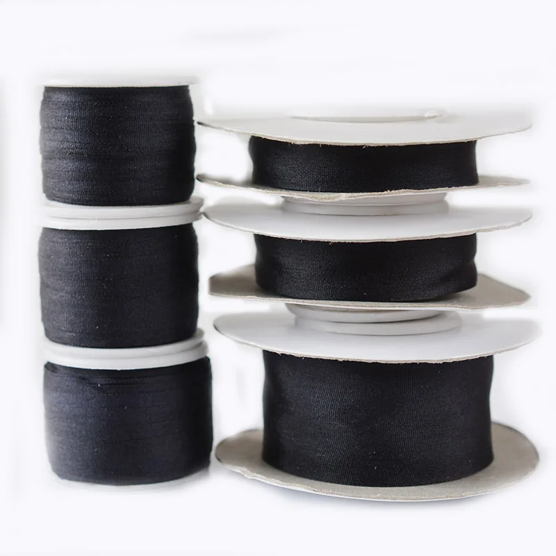 280 черная 100% натуральная шелковая вышивальная лента ручной работы двухсторонняя