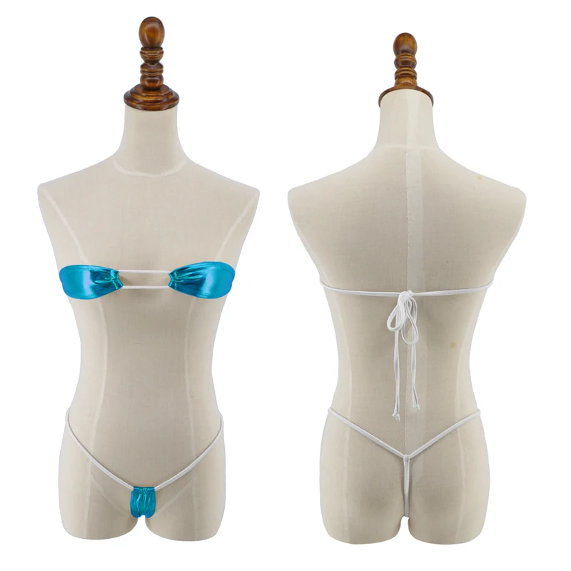 Micro G-String Bikini 2pc Thong&Top Minimal Coverage Extreme Dance Barely There White String Bandeau Swimwear Female Swimsuit
