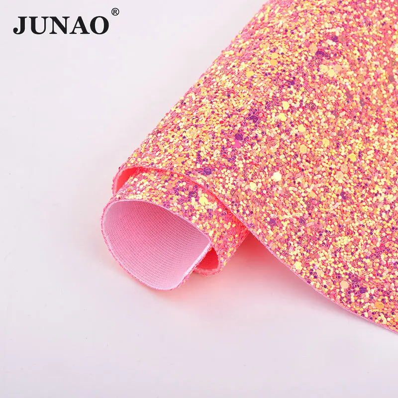 Dark Pink AB JUNAO, 20x34 см, блестящая ткань, искусственная кожа, искусственная кожа, синтетическая сетка, отделка, шитье, блестки, аппллик для рукоделия - Цвет: Dark Pink AB