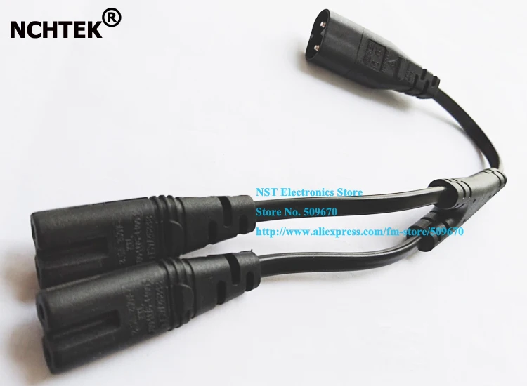 Кабель коннектор NCHTEK IEC 320 C8 2Pin Male 2xC7 Female Y Split 28 см/Бесплатная доставка/1