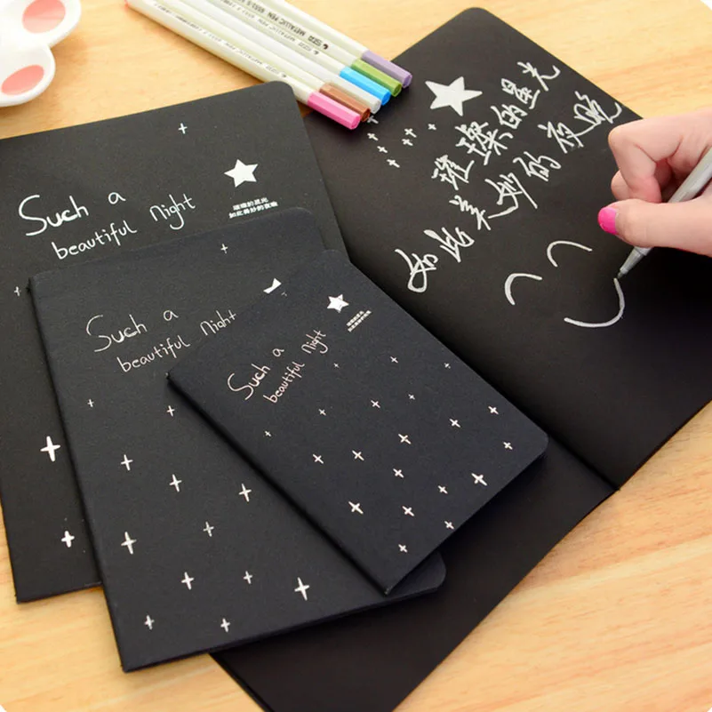 Альбом для зарисовок Рисование Живопись граффити черные бумаги stiging Binding Sketch Book
