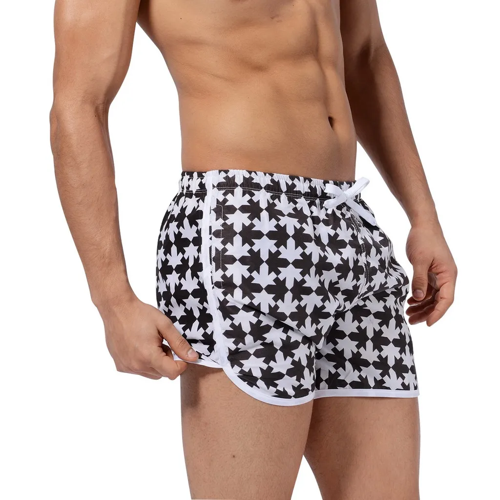 Мужские дышащие трусы пляжные плавки для бега мужское нижнее белье с принтом